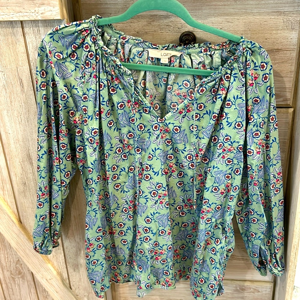 Loft green floral tunic